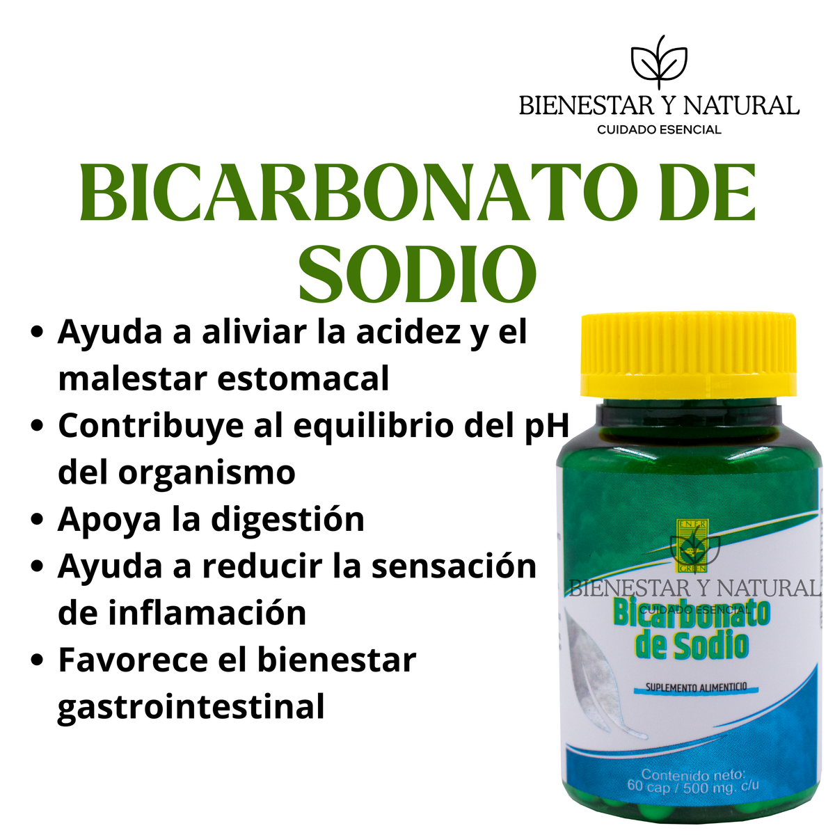 Bicarbonato de Sodio c/60 cápsulas
