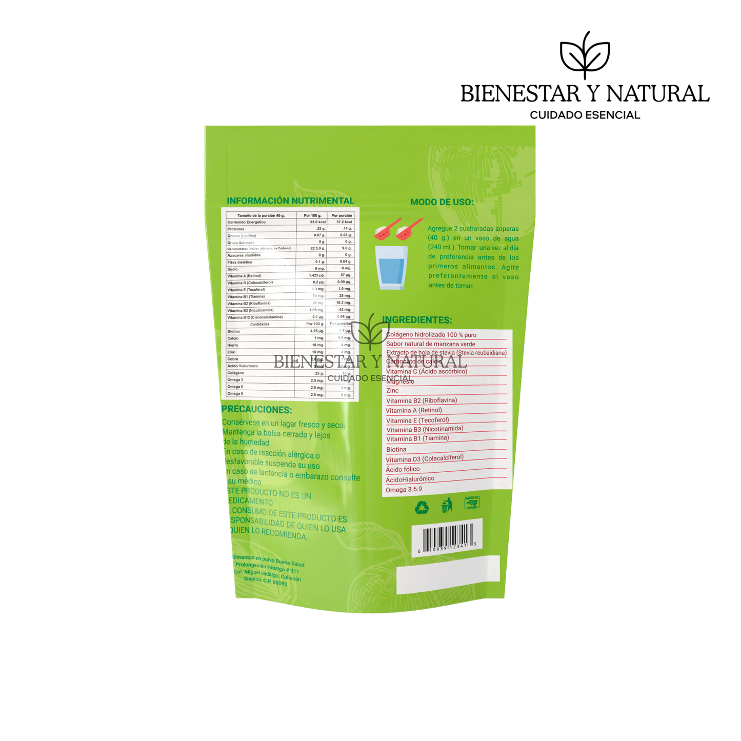 Colágeno Hidrolizado Sabor Manzana 1.2kg