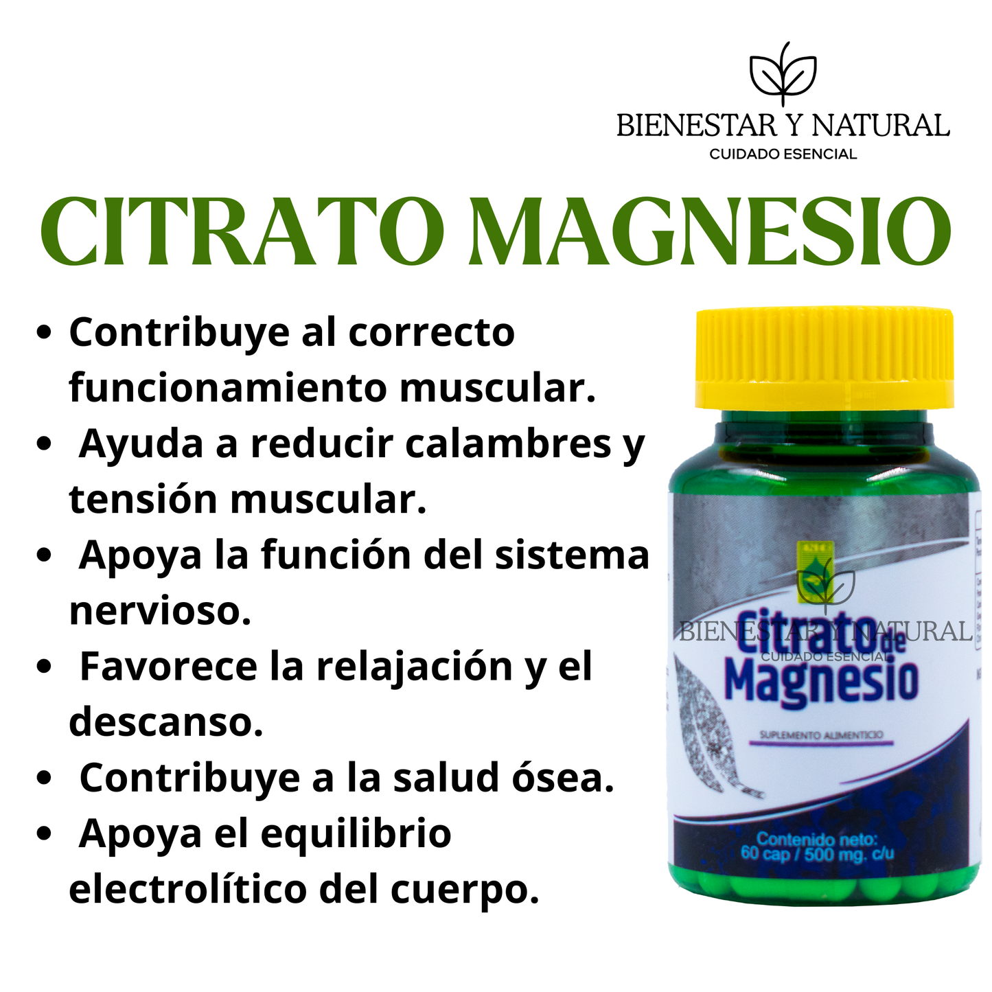 Citrato de Magnesio c/60 cápsulas