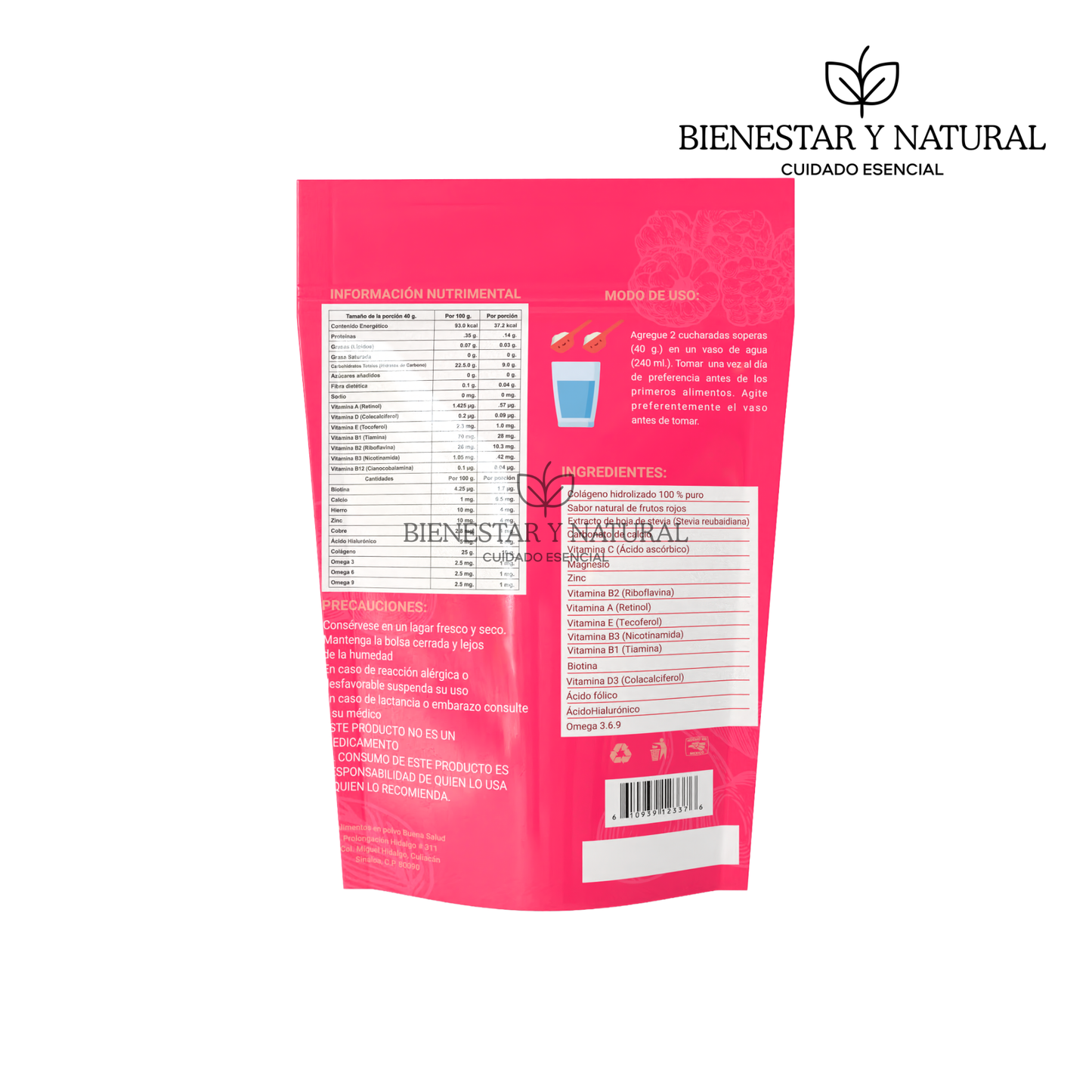 Colágeno Hidrolizado Sabor Frutos Rojos 1.2kg