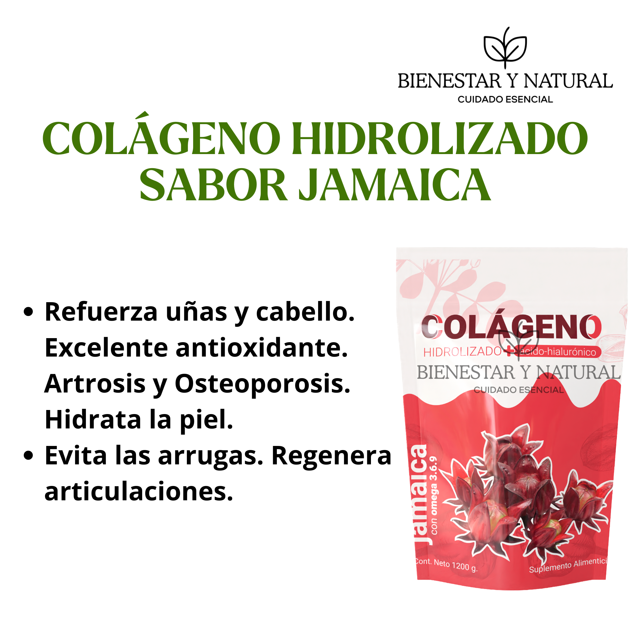 Colágeno Hidrolizado Sabor Jamaica 1.2kg