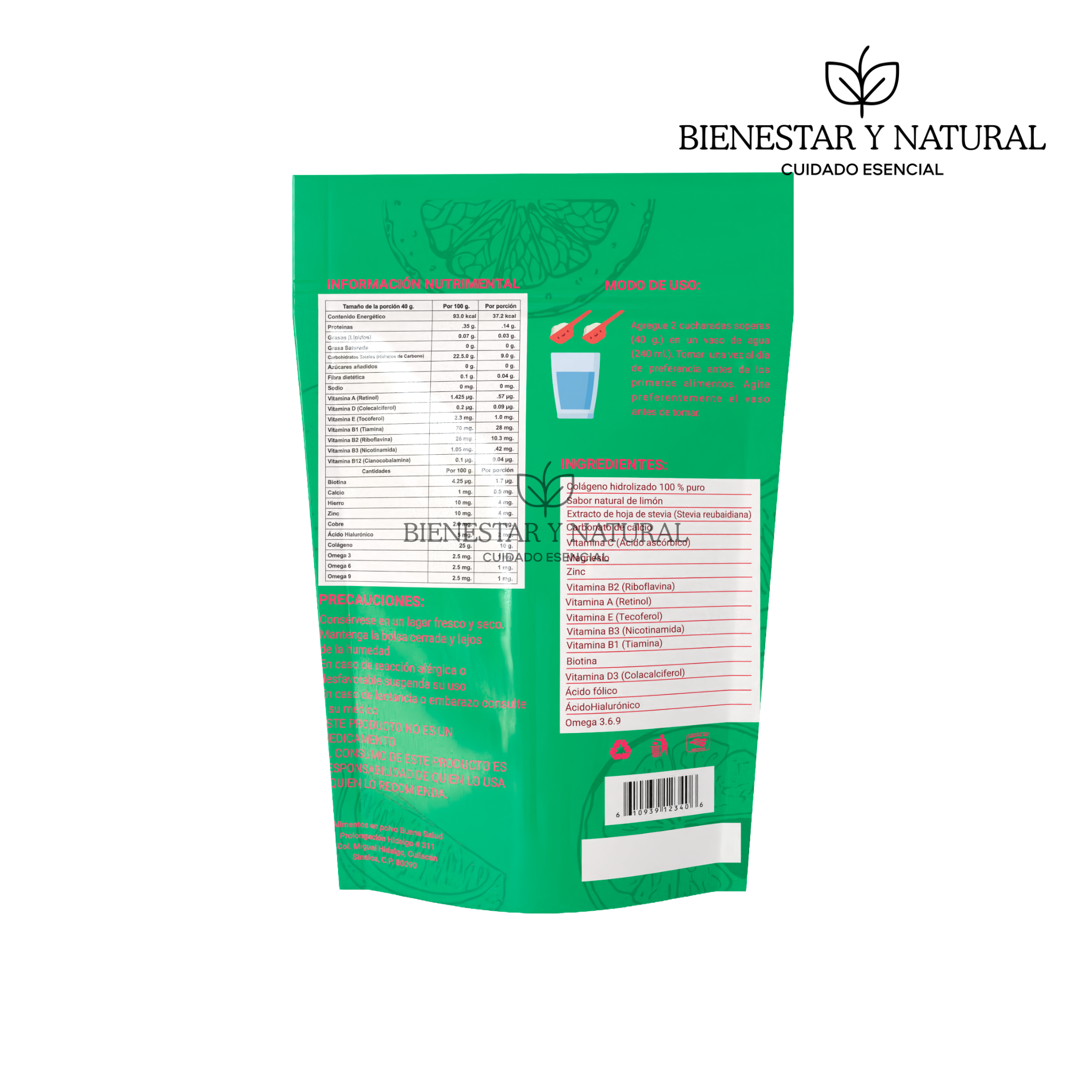 Colágeno Hidrolizado Sabor Limón 1.2kg