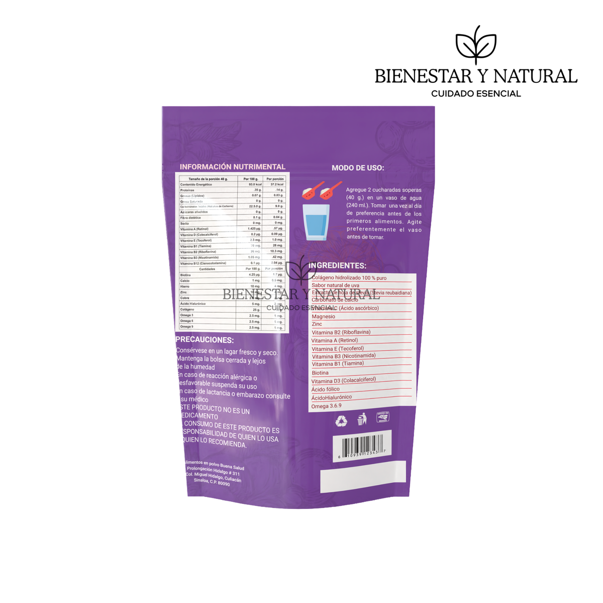 Colágeno Hidrolizado Sabor Uva 1.2 kg
