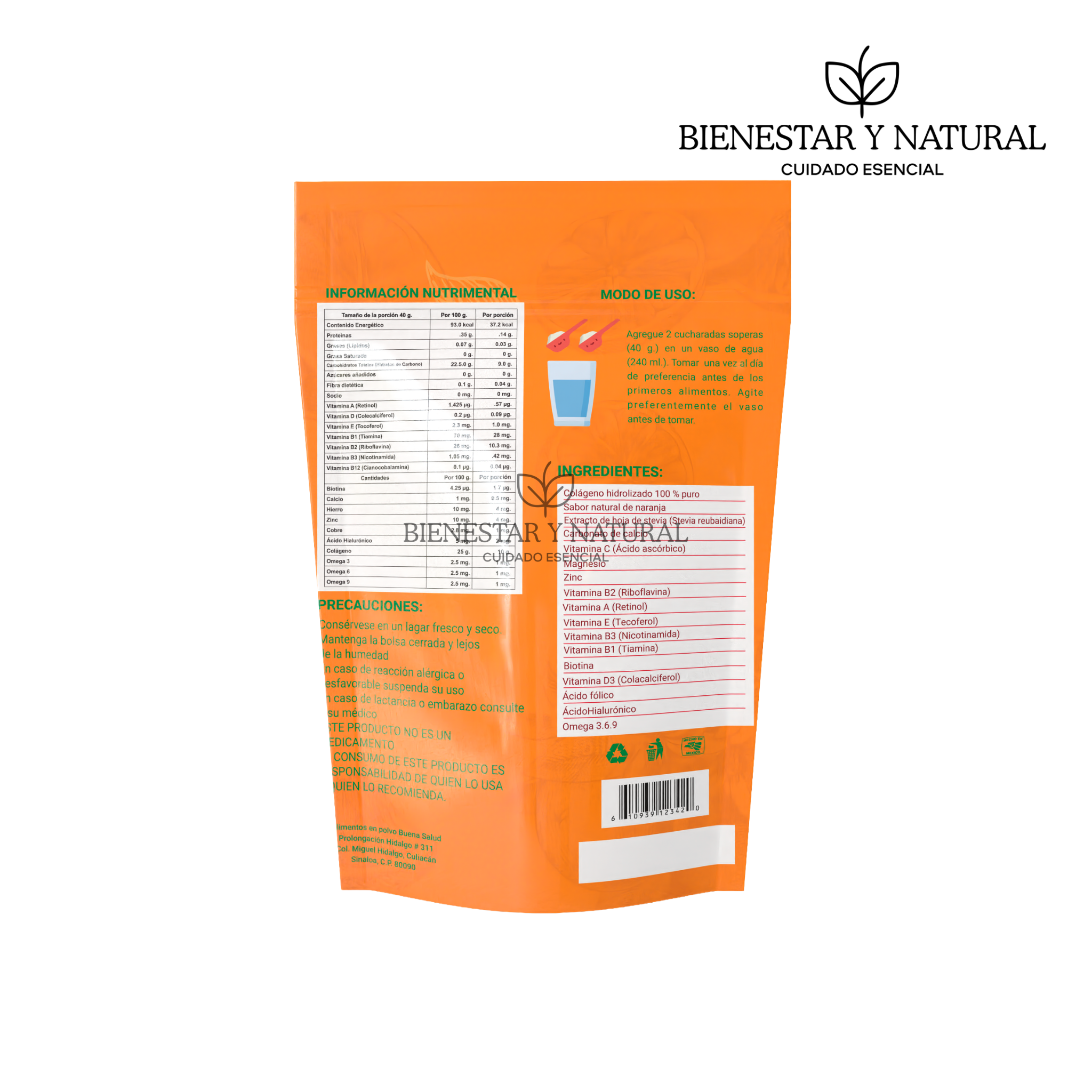 Colágeno Hidrolizado Sabor Naranja 1.2 kg